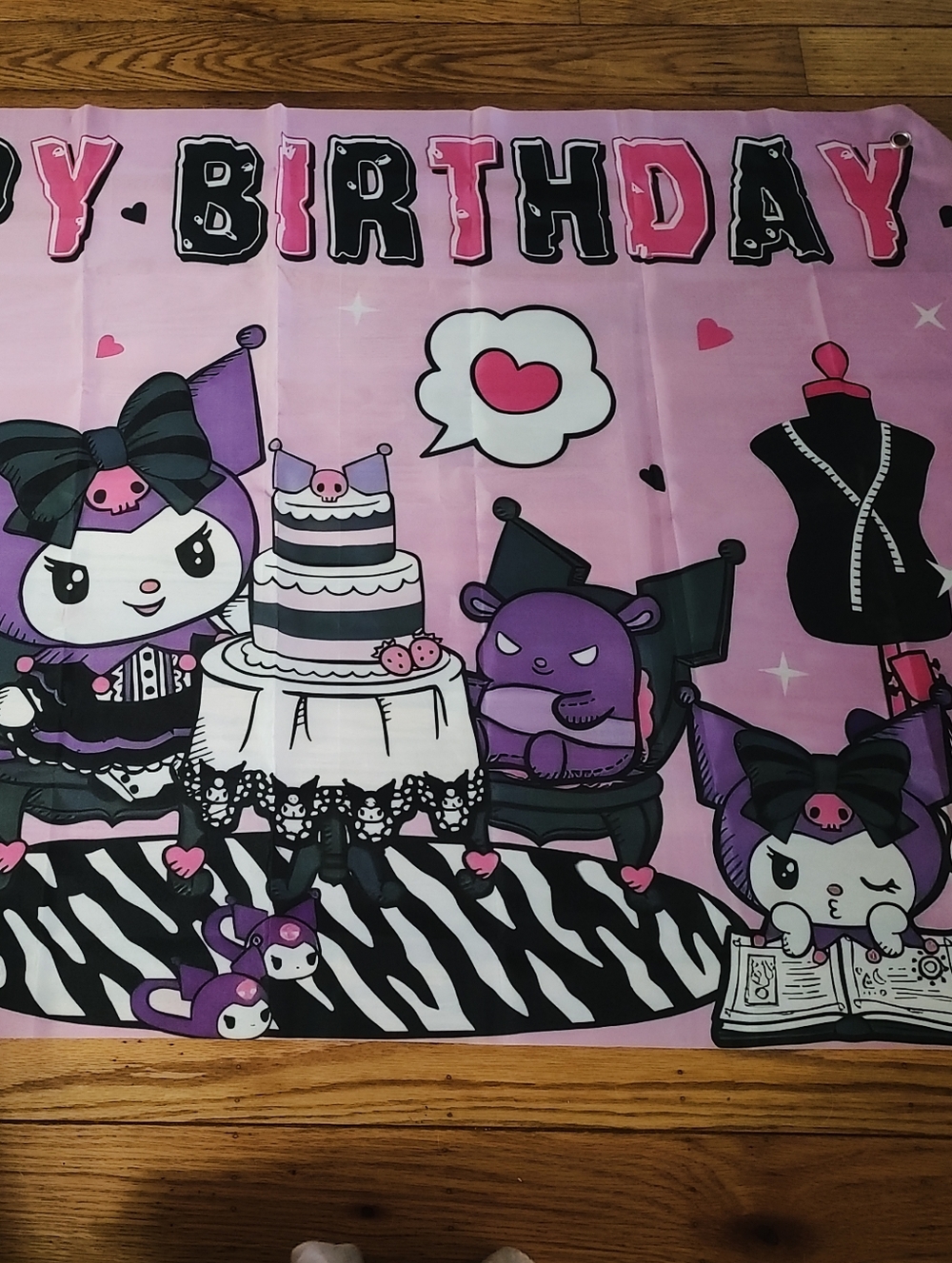 Kuromi Pink Birthday Party Backdrop Banner